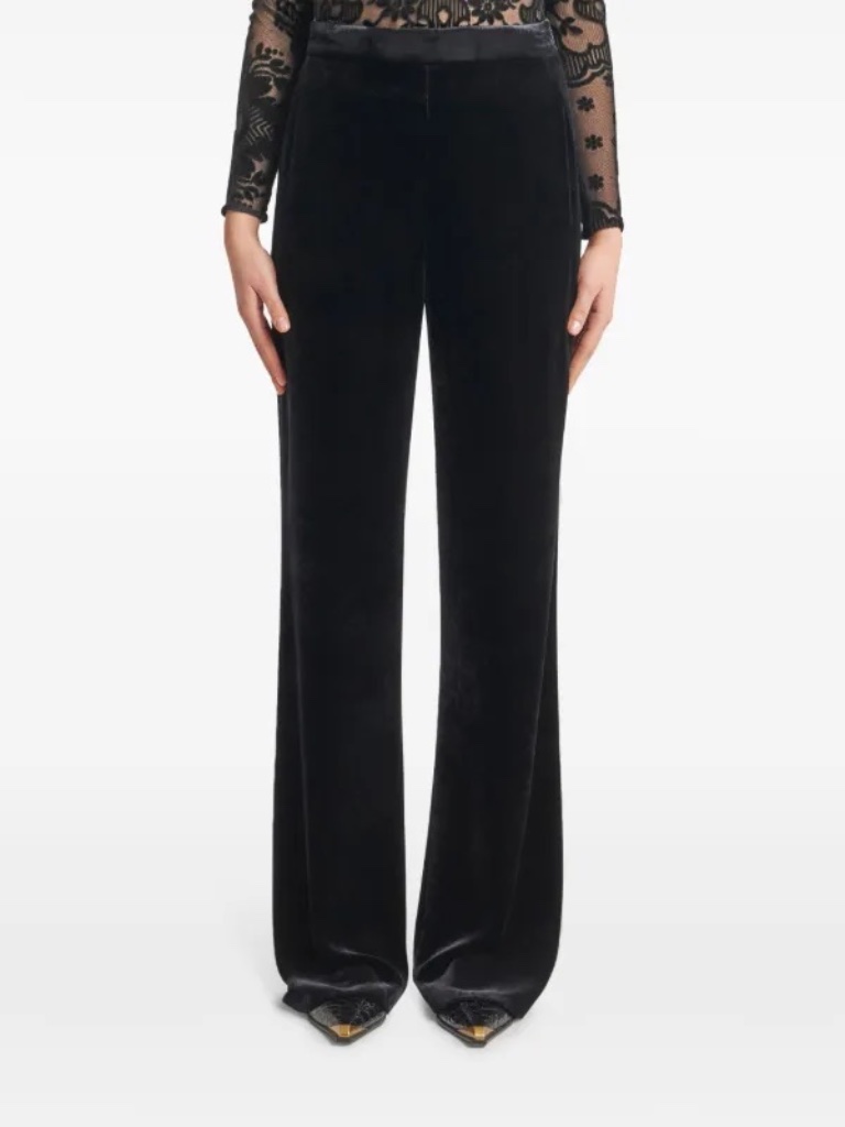 Etro Milano Black Velvet Wide-Leg Trousers